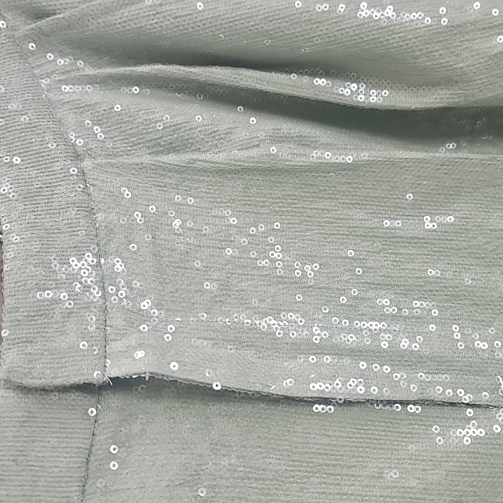 CHOOSY Brand Mint Sequin Wide Leg Crop Pants NWT - Picture 6 of 7